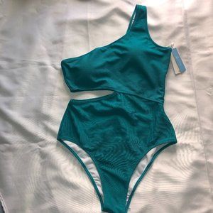 NWT CUPSHE Teal One Shoulder Swimsuit Size XL